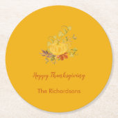 Rustic Autumn Herfst Pumpkin Thanksgiving kleur Ronde Kartonnen Onderzetter (Voorkant)