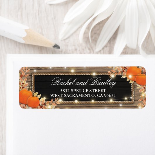 Rustic Autumn Herfst Pumpkin Wedding Etiket (Insitu)