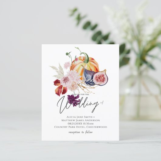 Rustic Autumn Herfst Pumpkins Figs Flowers Wedding (Staand voorkant)