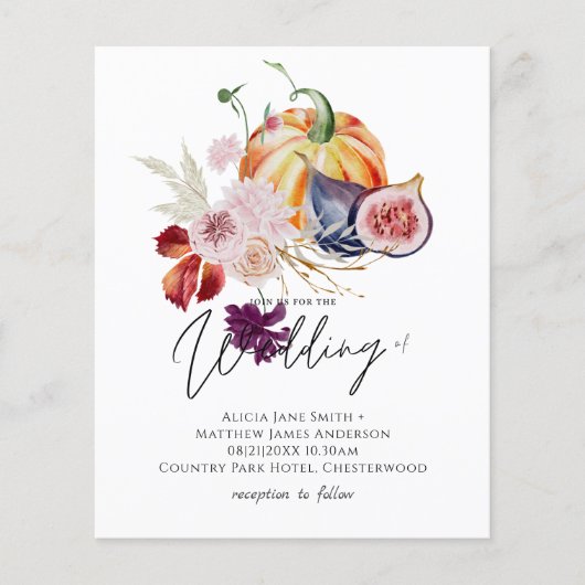 Rustic Autumn Herfst Pumpkins Figs Flowers Wedding (Voorkant)