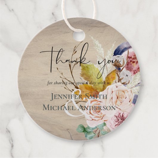 Rustic Autumn Herfst Pumpkins Figs Flowers Wedding Bedankjes Labels (Voorkant)
