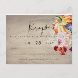 Rustic Autumn Herfst Pumpkins Figs Flowers Wedding Briefkaart