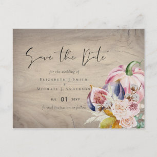 Rustic Autumn Herfst Pumpkins Figs Flowers Wedding Briefkaart