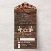Rustic Autumn Herfst Sunflower Wedding RSVP All In One Uitnodiging (Binnen)