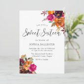 Rustic Autumn Herfst Waterverf Floral Sweet 16 Kaart (Staand voorkant)