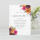 Rustic Autumn Herfst Waterverf Flowers Quinceanera Kaart (Staand voorkant)