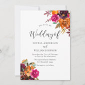Rustic Autumn Herfst Waterverf Flowers Wedding Kaart (Voorkant)