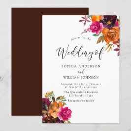Rustic Autumn Herfst Waterverf Flowers Wedding Kaart