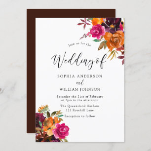 Rustic Autumn Herfst Waterverf Flowers Wedding Kaart