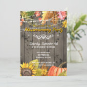Rustic Autumn Housewarming Party Barnwood Lights Kaart (Staand voorkant)
