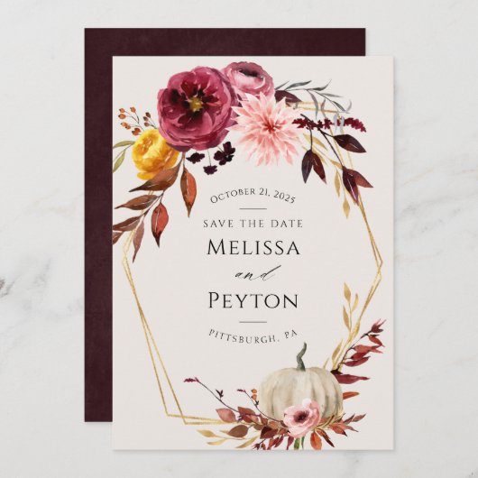 Rustic Autumn laat de datum opslaan (Voorkant / Achterkant)