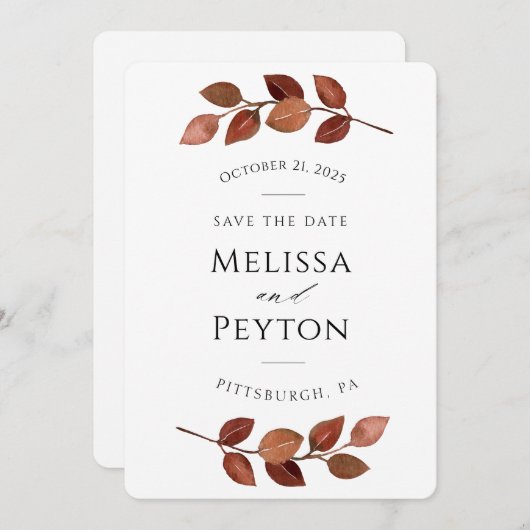 Rustic Autumn laat de datum opslaan (Voorkant / Achterkant)