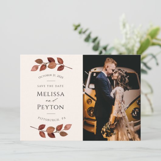 Rustic Autumn laat de datum opslaan (Staand voorkant)