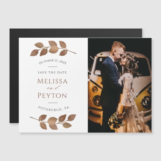 Rustic Autumn laat de datum van de Magnet van de F (Voorkant / Achterkant)