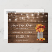 Rustic Autumn laat de Lichten van het Koord sparen Aankondigingskaart (Voorkant / Achterkant)