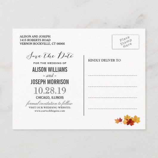 Rustic Autumn laat de Lichten van het Koord sparen Aankondigingskaart (Achterkant)