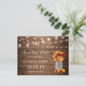 Rustic Autumn laat de Lichten van het Koord sparen Aankondigingskaart (Staand voorkant)