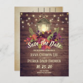 Rustic Autumn laat de Lichten van het Koord sparen Aankondigingskaart (Voorkant / Achterkant)