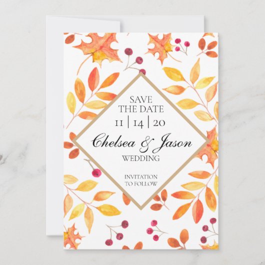 Rustic Autumn laat sparen de datum Save The Date (Voorkant)