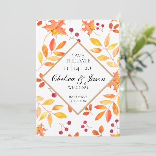 Rustic Autumn laat sparen de datum Save The Date (Staand voorkant)