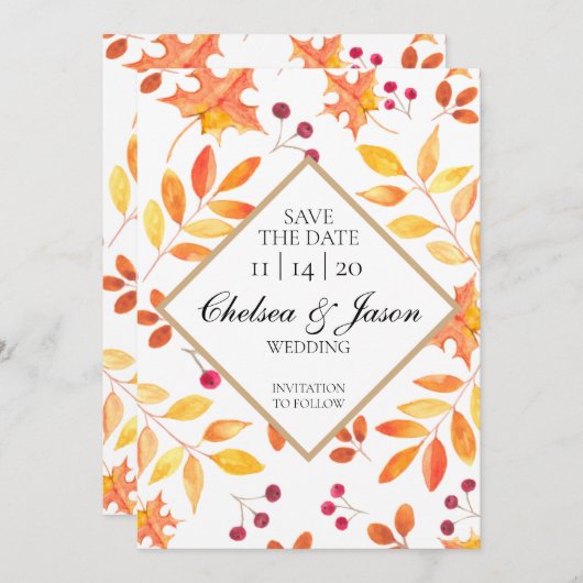 Rustic Autumn laat sparen de datum Save The Date (Voorkant / Achterkant)