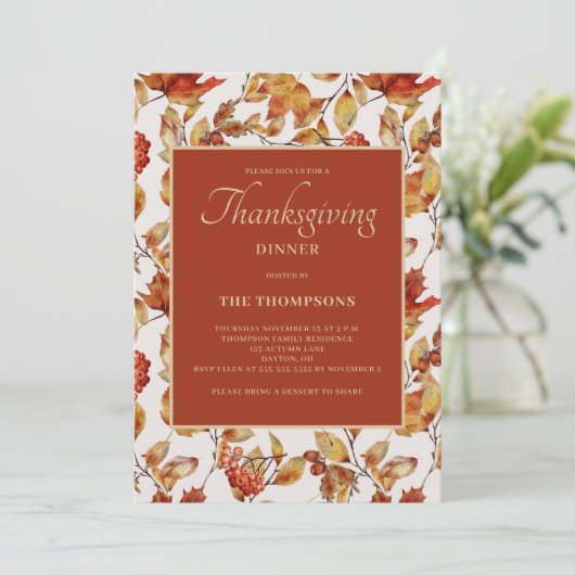 Rustic Autumn laat Thanksgiving eten Kaart (Staand voorkant)