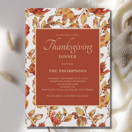 Rustic Autumn laat Thanksgiving eten Kaart