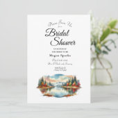 Rustic Autumn Lakeside Forest Vrijgezellenfeest Kaart (Staand voorkant)