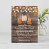 Rustic Autumn Lantern & Pumpkins Fall Wedding Kaart (Staand voorkant)