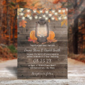 Rustic Autumn Lantern & Pumpkins Fall Wedding Kaart