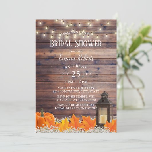 Rustic Autumn Lantern String Lights Vrijgezellenfe Kaart (Staand voorkant)