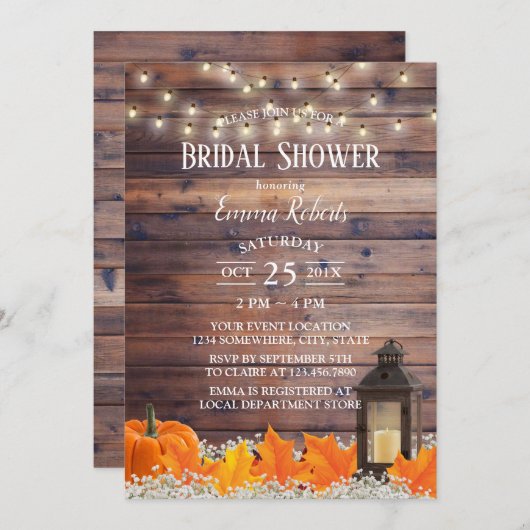 Rustic Autumn Lantern String Lights Vrijgezellenfe Kaart (Voorkant / Achterkant)