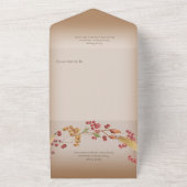 Rustic Autumn Leaf & Berry Wreath Brown QR Code All In One Uitnodiging (Buitenkant)