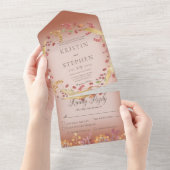 Rustic Autumn Leaf & Berry Wreath Rust Dinner All In One Uitnodiging (Afscheurbaar)