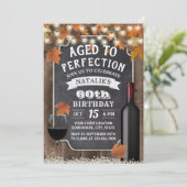 Rustic Autumn Leaves 60th Birthday Wine Party Kaart (Staand voorkant)