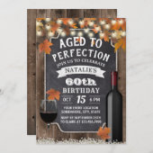 Rustic Autumn Leaves 60th Birthday Wine Party Kaart (Voorkant / Achterkant)