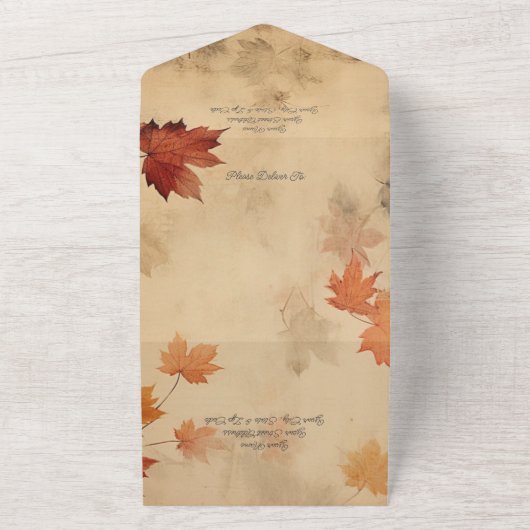 Rustic Autumn Leaves All In One Uitnodiging (Buitenkant)