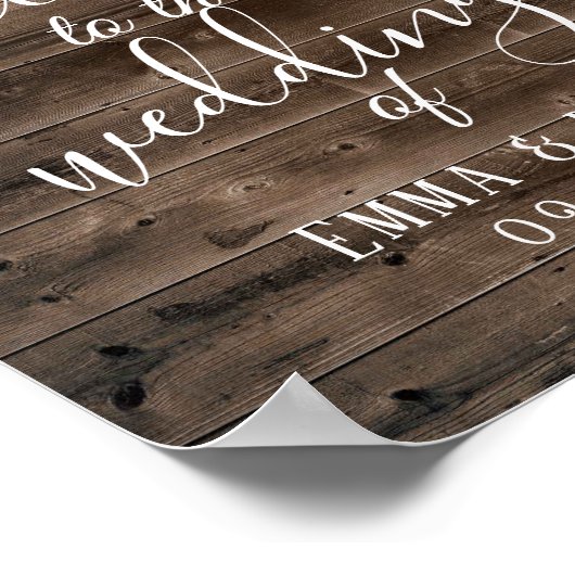 Rustic Autumn Leaves Barn Wood Wedding Sign Poster (Hoek)