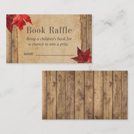 Rustic Autumn Leaves Book Raffle Tickets Informatiekaartje (Voorkant / Achterkant)