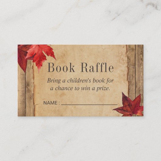 Rustic Autumn Leaves Book Raffle Tickets Informatiekaartje (Voorkant)