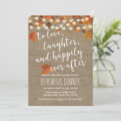 Rustic Autumn Leaves Burlap Rehearsal Dinner Kaart (Staand voorkant)