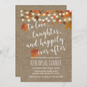 Rustic Autumn Leaves Burlap Rehearsal Dinner Kaart (Voorkant / Achterkant)