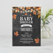 Rustic Autumn Leaves Chalkboard Baby shower Kaart (Staand voorkant)