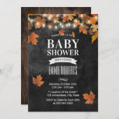 Rustic Autumn Leaves Chalkboard Baby shower Kaart (Voorkant / Achterkant)