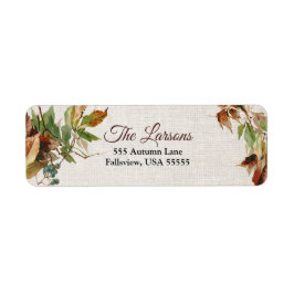Rustic Autumn Leaves en Linen Etiket