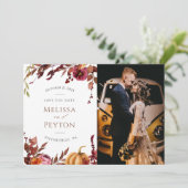 Rustic Autumn Leaves en Pumpkin Save the Date (Staand voorkant)