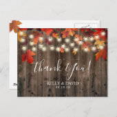 Rustic Autumn Leaves Fall Wedding Bedankt Briefkaart (Voorkant / Achterkant)