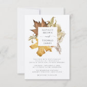 Rustic Autumn Leaves Fall Wedding Felt Ecru Kaart (Voorkant)