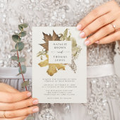 Rustic Autumn Leaves Fall Wedding Felt Ecru Kaart