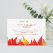 Rustic Autumn Leaves Fall Wedding Guest Details Informatiekaartje (Staand voorkant)